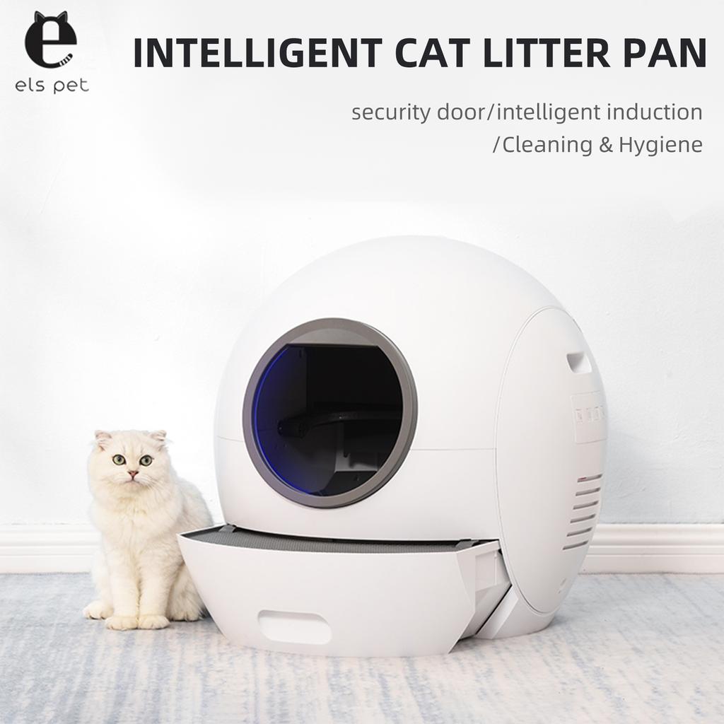 ELS PET Самоочищающийся ящик для кошачьего туалета Автоматический туалетный лоток с управлением через приложение Интеллектуальный монитор/без запаха Очень большой размер для нескольких кошек