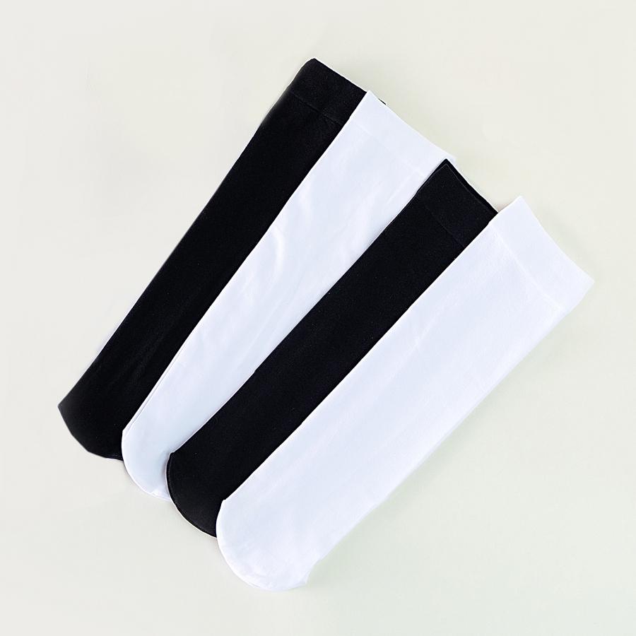 4 пары женских бархатных носков до середины икры, летние тонкие шелковые носки с защитой от крючков, красивые длинные носки-трубочки, черно-белые универсальные носки в студенческом стиле