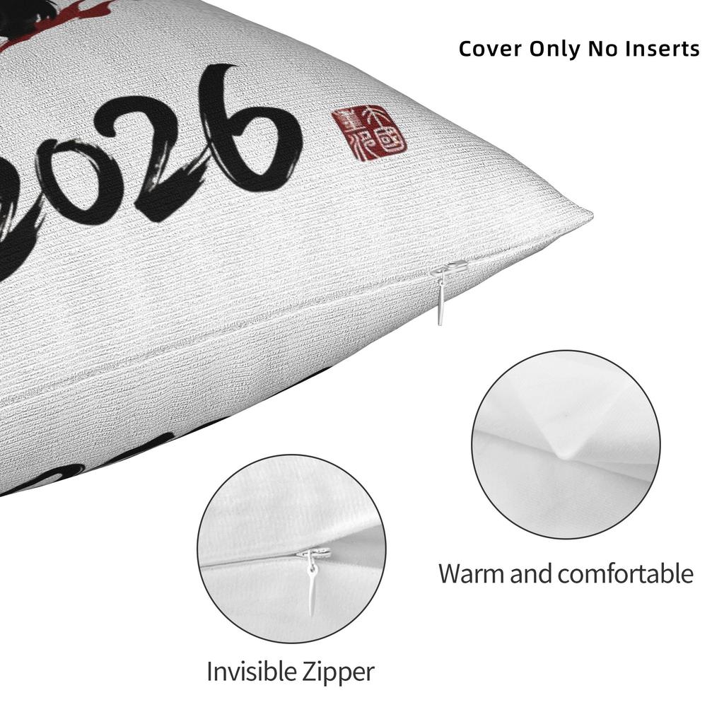 Year Of The Fire Horse Pillow Case Comfy Pillow Cover Fashion Cushion Cover For Living Room Sofa