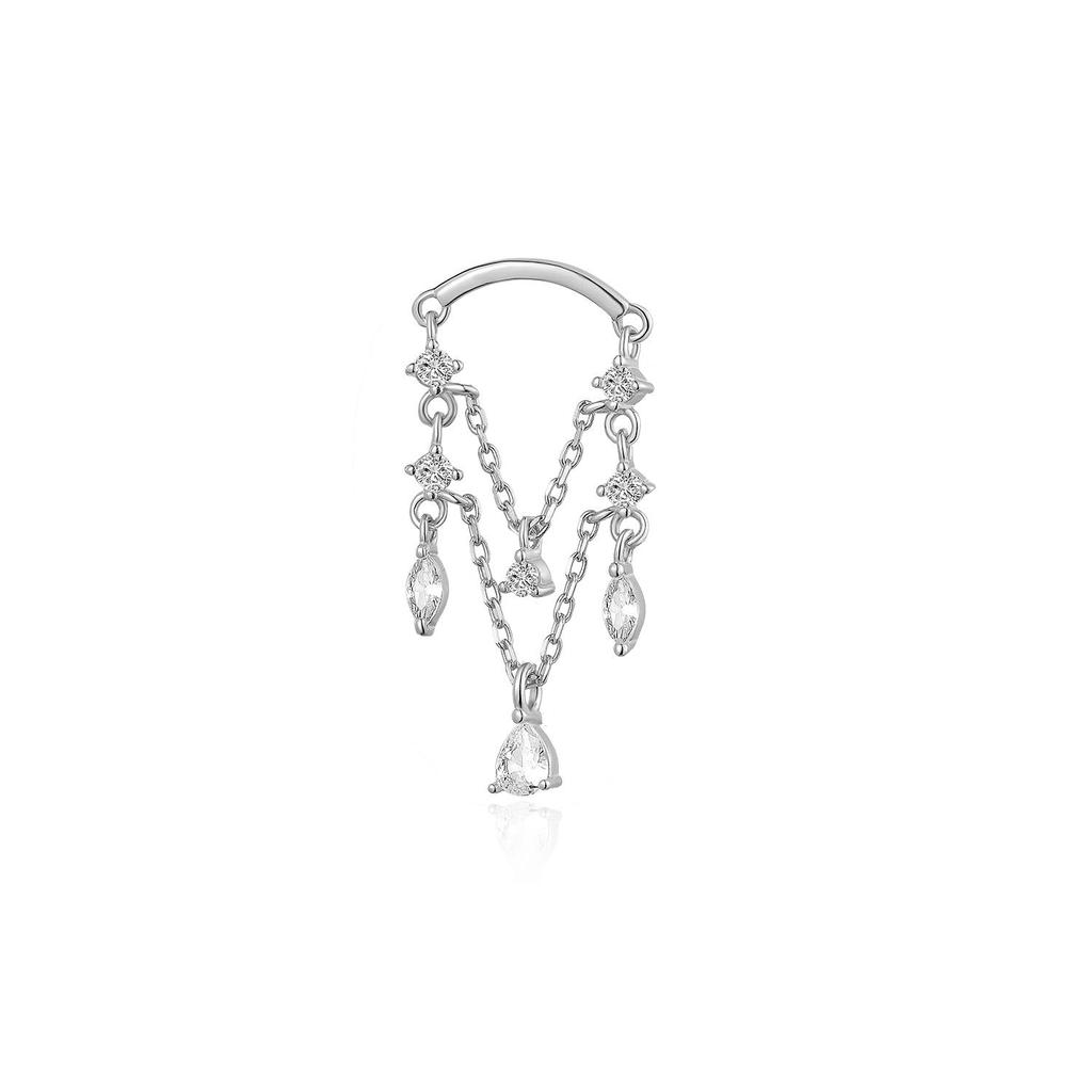 ANDYWEN Серьги-гвоздики из стерлингового серебра 925 пробы, Золотая цепочка с цирконием, роскошные клипсы с кристаллами, ювелирные изделия, свадебный подарок