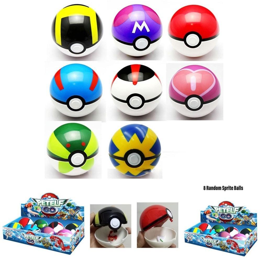 Pocket Monster Ball Toy 7cm Diameter Abs Material Set Of 8 Pokemon Figures