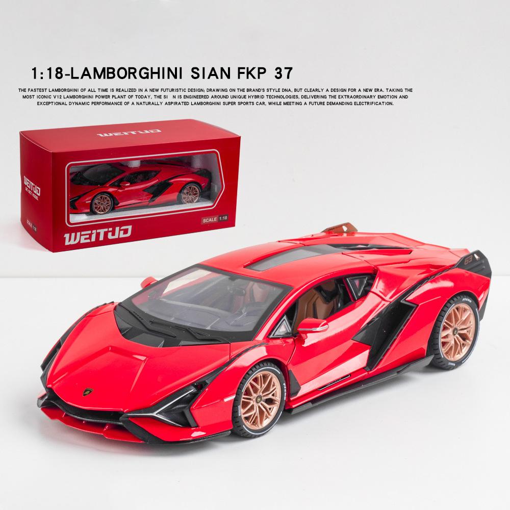 1/18 масштаб Lambo Sian, литая под давлением модель автомобиля, игрушечный автомобиль с откатным механизмом, звуком и светом для детей, взрослых, подарочная коллекция