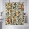 1PC Retro Flowers Pattern Printed Shower Curtain, Waterproof and Washable, with 12 Hooks, Suitable for Bathroom Showers, Bathtu