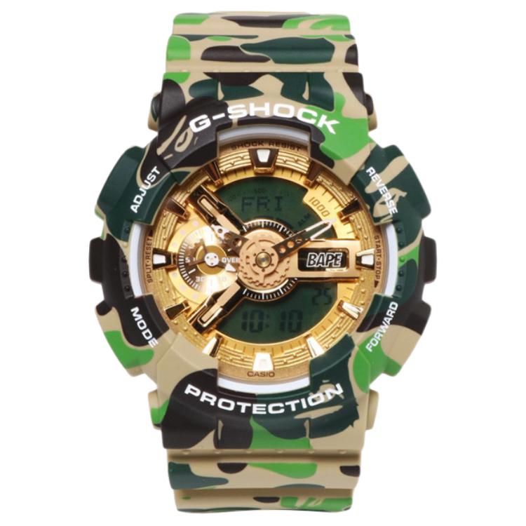 Casio G-Shock Bape Collaboration Camouflage Quartz Watch Rubber Strap Men watches Gold GA-110APE-5A