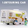 1/30 Diecast Luxury RV Recreational Vehicle Car Model Metal Toy Camper Van Motorhome Touring Car Model Sound and Light Kids Gift