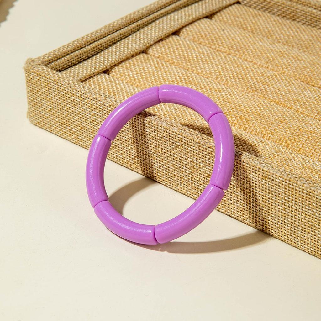 Cross Border Fashion and Cute Dopamine Style Round Tube Acrylic Bracelet for Women Jewelry Seaside Tourism Macaron Color Bracelet Matching