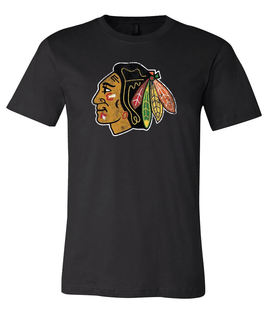 Футболка с потертым логотипом Chicago Blackhawks S-6XL Отслеживание!!