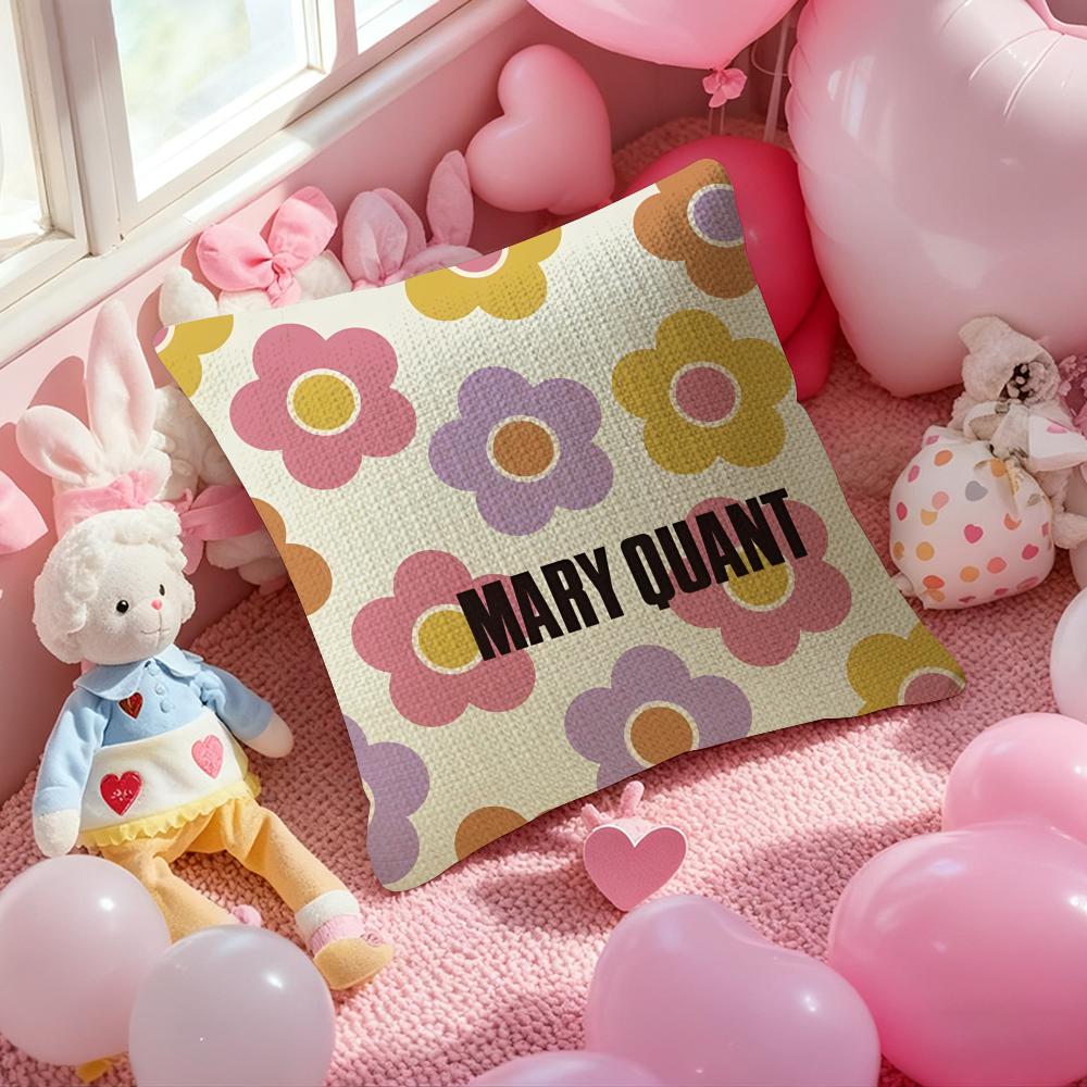 M-Mary Q-Quant Бренд Наволочка-подушка Натуральный лен Наволочка для подушки Двусторонняя печать Декоративная наволочка для дивана Домашний декор Подарок