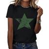 Retro Five-pointed Star Creative Printing T-shirt Casual Daily Wear Soft and Comfortable Simple Trend Short-sleeved T-shirt Slim and Versatile Hi