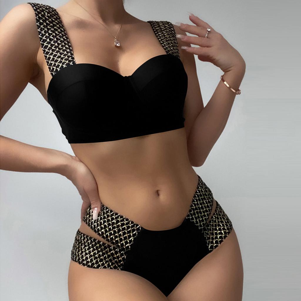 Женский купальник на косточках, нагрудник, двухсекционный купальник с эффектом пуш-ап, майка с трусами, облегающий купальник, однотонный купальник, купальник