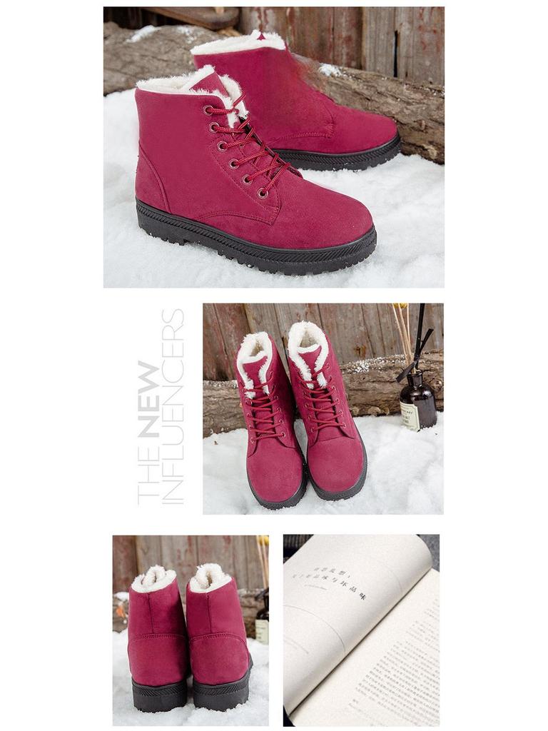 Зимние хиты продаж женские зимние ботинки большого размера: Теплые, короткие, на плоском каблуке, хлопковые туфли в корейском стиле