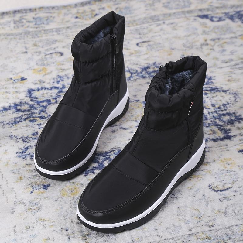 2022 зимние новые теплые зимние ботинки с боковой молнией, короткая трубка, однотонная непромокаемая хлопковая обувь