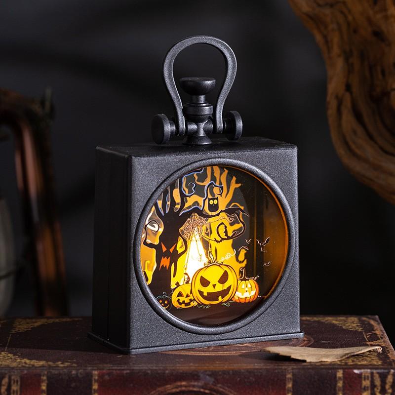 Halloween Decorations Kids - Cute Handheld Gift Box Lantern With Witch Pumpkin Skeleton Scarecrow Figurines