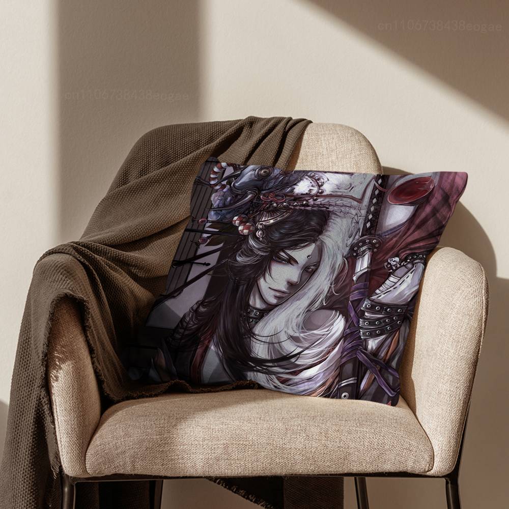 S-Samurai Warrior Geisha Throw Pillow Case For 45*45cm,55*55cm,30*30cm For Home Bedroom Decoration And Protector