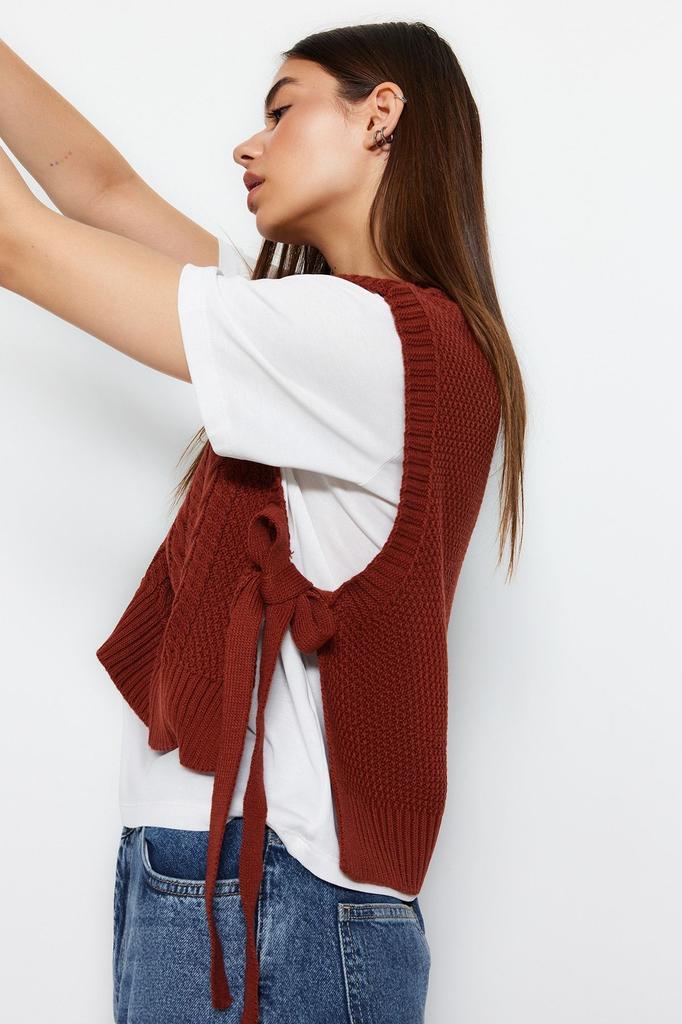 Женский модный стильный свитер, укороченный камень с боковой лентой и галстуком-бабочкой, подробный трикотажный свитер