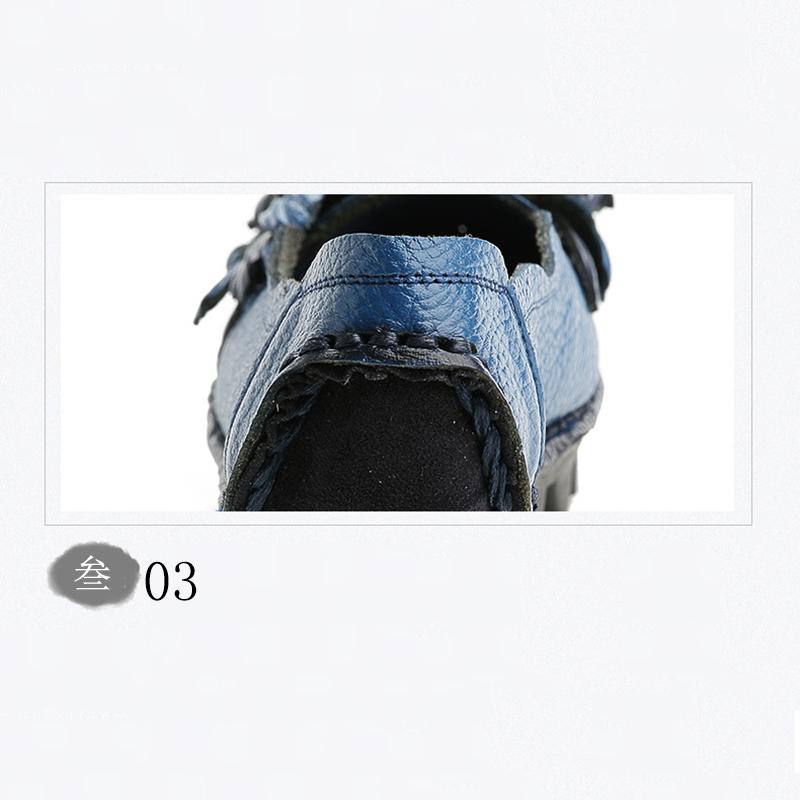 Retro Shoes Platform Flats Women's Floral Ballet Shoes Ladies Real Leather Loafers Woman Lug Sole Shockproof Moccasins Blue Shoe