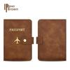 Leather Passport Protection Set with Edge-Bound PU Holder and Document Storage Bag