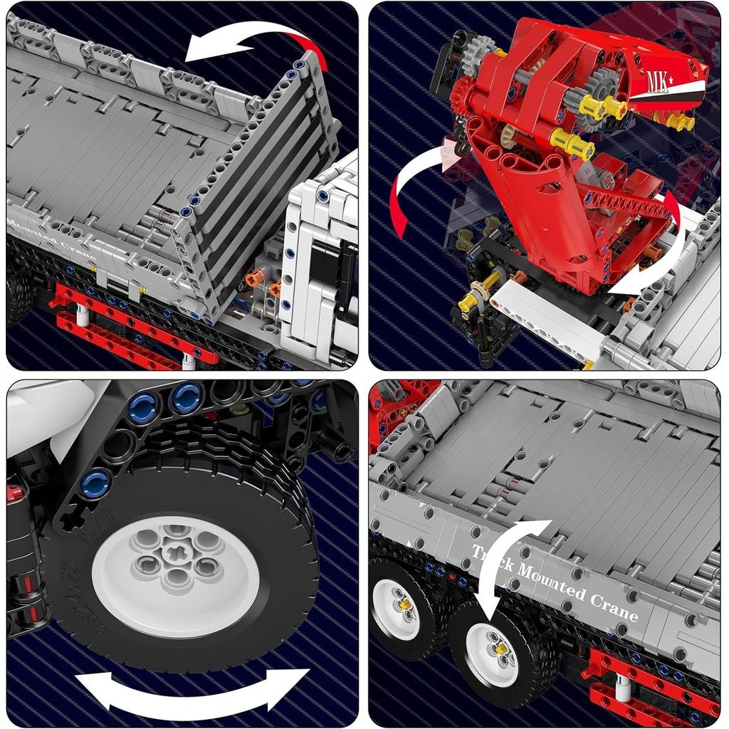 MOULD KING 17063 Technical Car Building Block Remote Control Truck Mounted-Crane Model Assembly Brick Toys Kids Christmas Gift