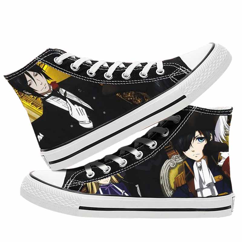 Унисекс аниме «Черный дворецкий Себастьян Михаэлис», повседневная парусиновая обувь, плимсоллы, светящаяся студенческая обувь на плоской подошве, кроссовки