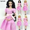 PINK Lovely Summer Dress Doll Skirt Daily Casual Strap Strapless Party Gown Clothes for Barbie Doll Accessories Kid Girl Toy