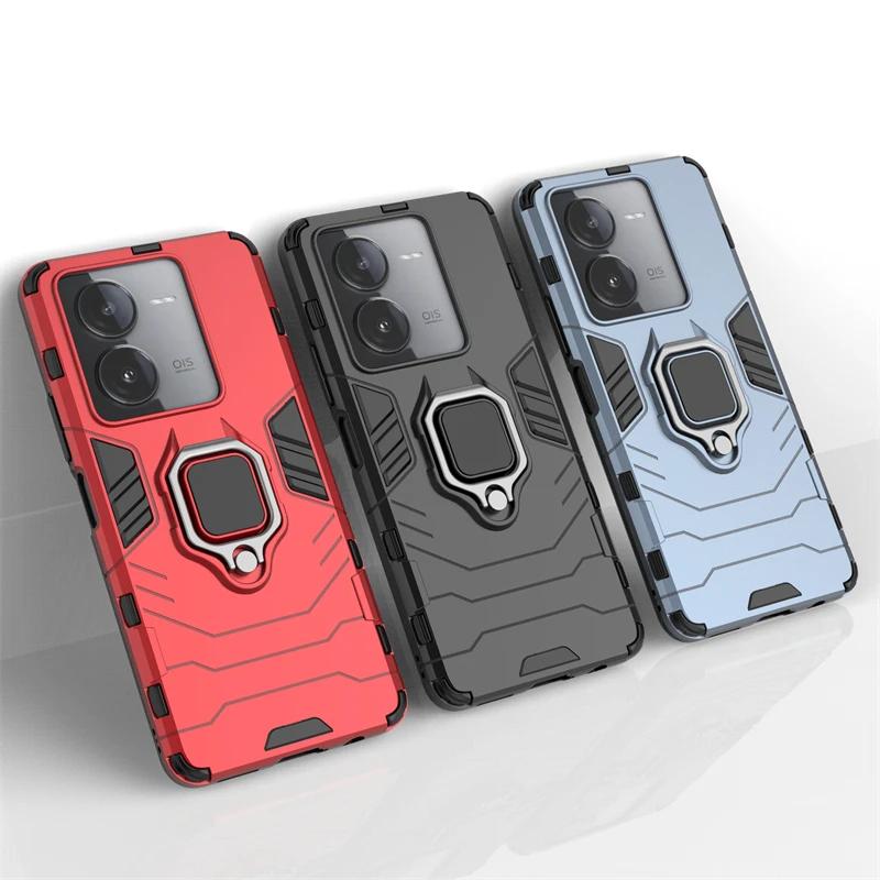 Для VIVO Y78t Y100t 5G задняя крышка чехол противоударный броня против падения металлический держатель кольца магнитный защитный чехол Funda Coque телефонные чехлы