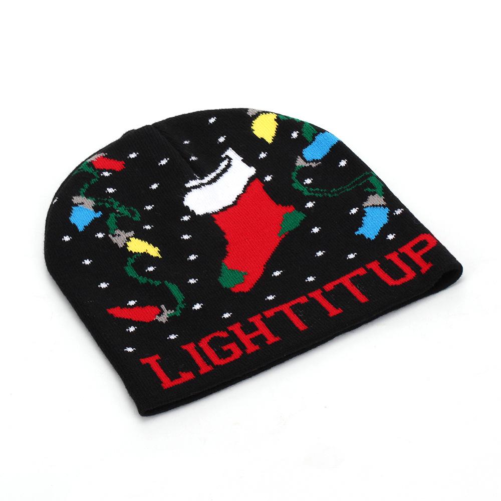 Men's & Women's Winter Christmas Hat - Elk & Santa Claus Jacquard Knit