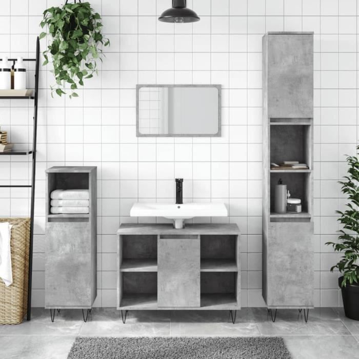 VidaXL 3-piece Bathroom Furniture Set Concrete Grey 3190303