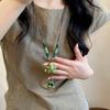 Tassel Long Sweater Chain Ceramic Bohemian Style Necklace Temperament Ethnic Style Necklace  Gift