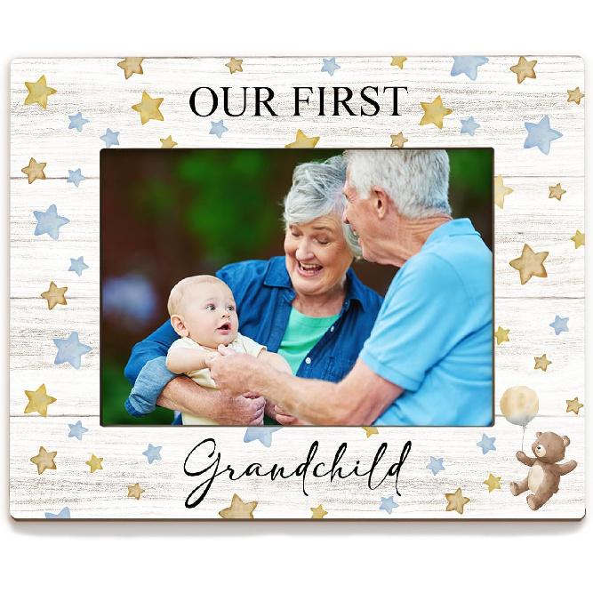 First Granddaughter Gifts Picture Frame 4x6, First Time Grandparents Gifts Photo Frame, New Baby Gift for Grandparents, New Grandparent Gift Wooden