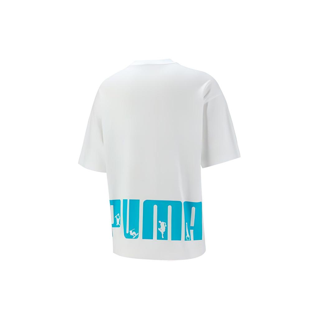 Puma Logo Print Solid Color Crew Neck Short Sleeve T-Shirt Men Tops White 620221-02