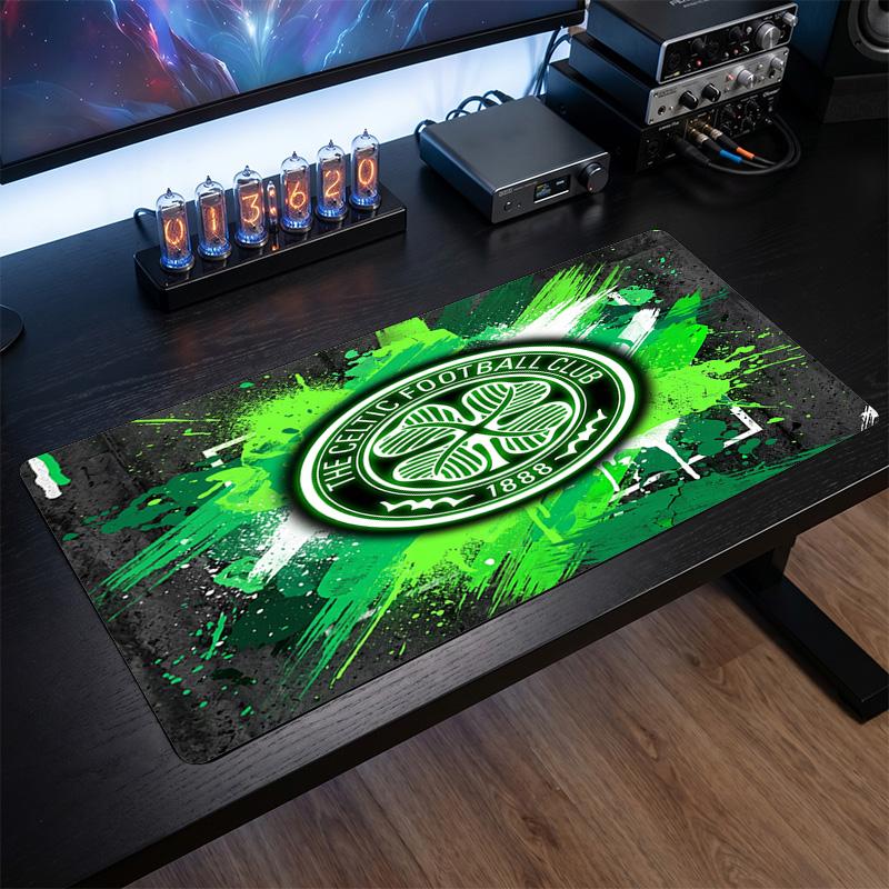 Celtic FC Theme Pattern Mouse Pad, Soccer Logo Design XXL Gaming Desk Mat Non-Slip Computer Mouse Pad