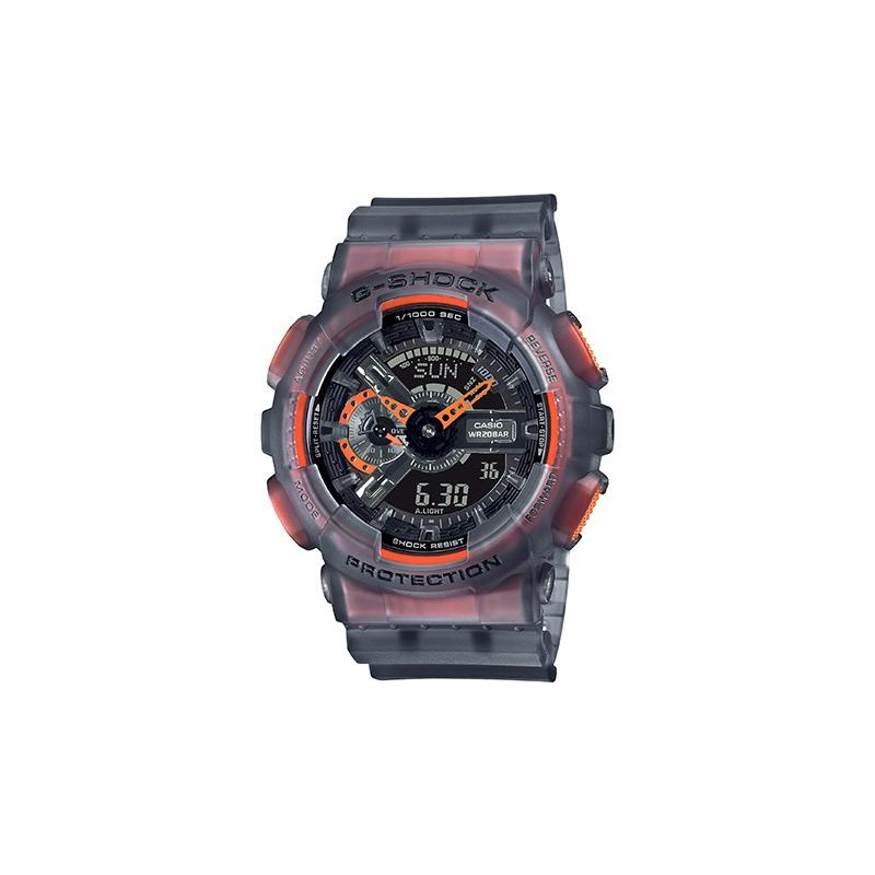 Casio Водонепроницаемый Механизм Прозрачный Кварцевый Механизм Ремешок из Смолы Японские и Корейские Часы Унисекс Черный Циферблат GA-110LS-1APRGMA-S110SR-7APR