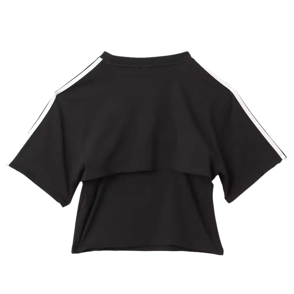 Adidas Оригинальная модная футболка с круглым вырезом, облегающая, с коротким рукавом, женские топы, черная, белая, JD0042