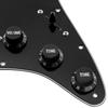 Musiclily Basic pickguard with SSS pickup set for Fender Stratocaster electric black 11-hole ST-wired single-coil guitar, 3-ply.