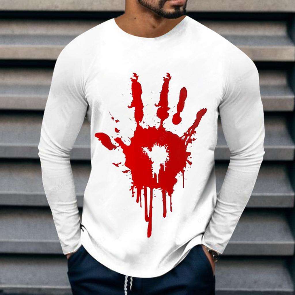 Персонализированная 3D цифровая печать отпечатка руки мужская футболка с длинными рукавами универсальный модный топ