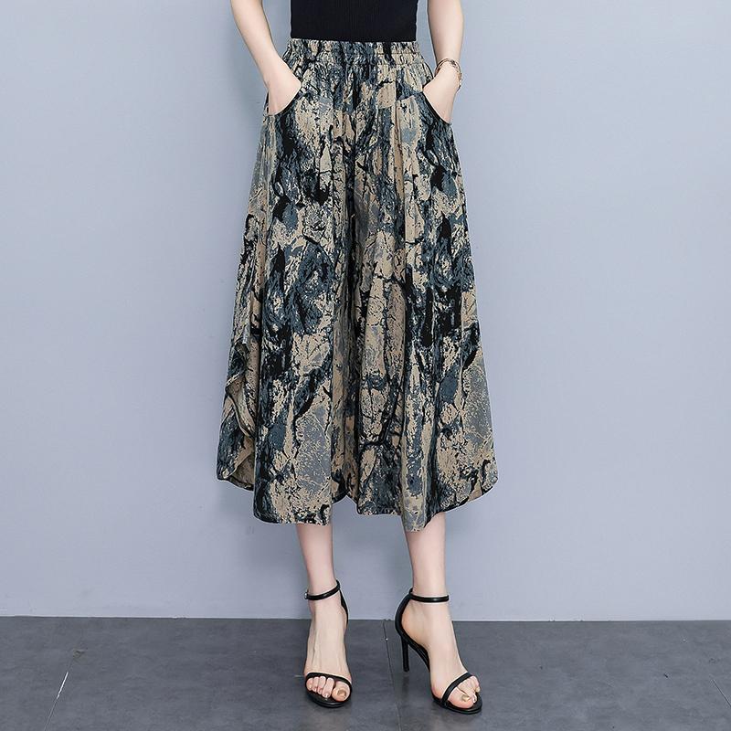 Summer Oversize Pants Elegant 2025 New Casual Wide Leg Pants Women Elastic Waist Summer Clothes High Quality