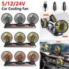 Portable Car Cooling Fan 360° Adjustable 3 Head Air Fan USB/12V/24V Fans 2 Speeds Automotive Electric Fan For Dashboard RV Truck
