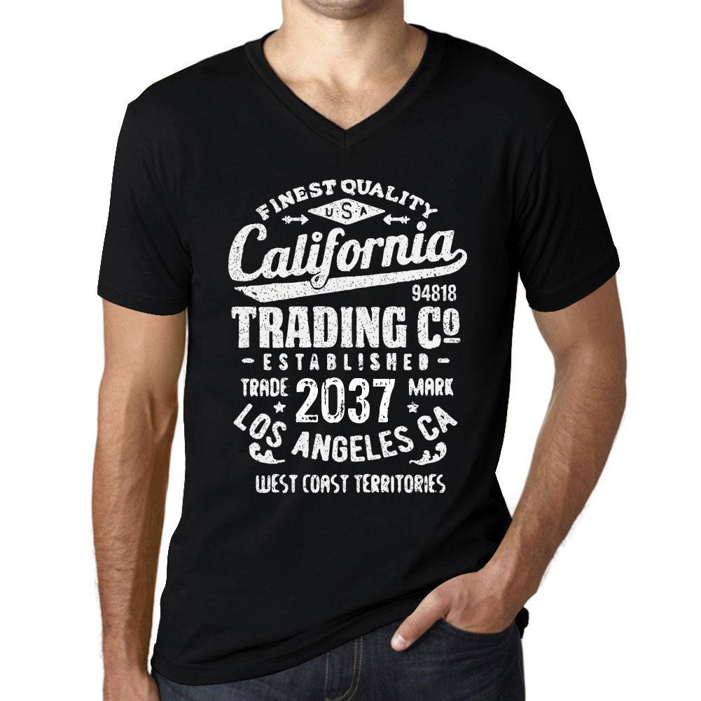 Men’s Vintage Tee Shirt Graphic T Shirt V Neck California Trading 2037 Deep Black White Text