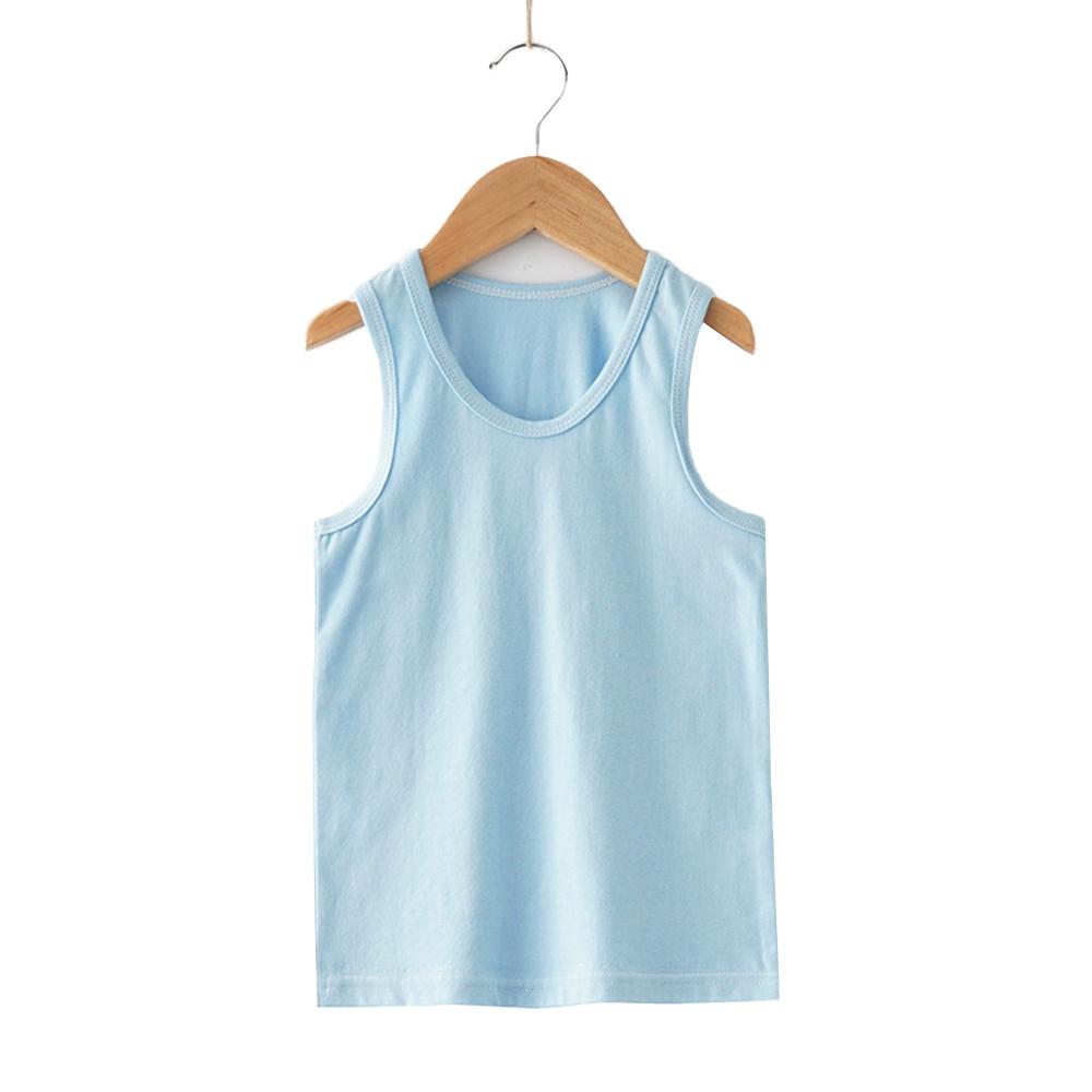 Летняя детская одежда для мальчиков и девочек, жилет с круглым вырезом, однотонная хлопковая удобная футболка, майка