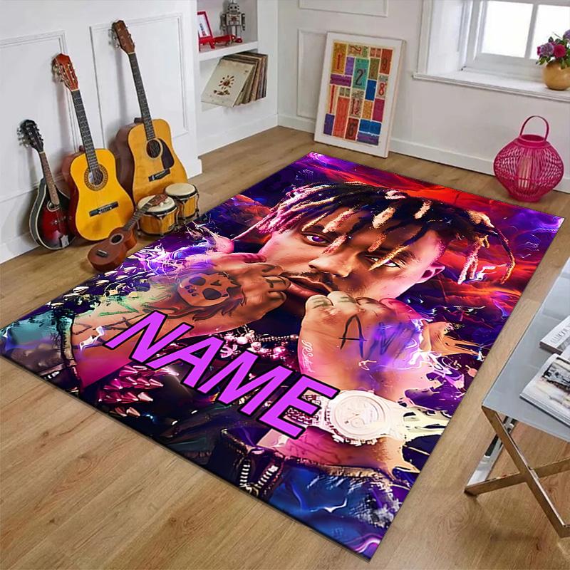 Custom Rapper Mat Personalized Name, Polyester Washable Indoor Entryway Rug, Gift for Christmas, Easter, Thanksgiving Day