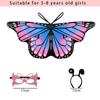 3 шт./набор Красочные крылья бабочки для детских выступлений, маска для глаз, повязка на голову для Хэллоуина, карнавала, косплея, крылья, плащ для девочек и мальчиков