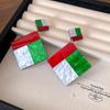 Серебряная игла акриловые контрастные геометрические серьги нишевый дизайн персонализированные пусеты серьги темперамент продвинутое чувство серьги женские
