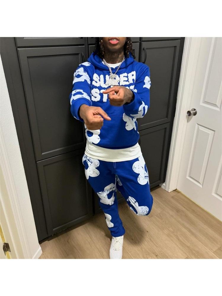 Мужской комплект из толстовке с капюшоном и спортивных штанов в стиле хип-хоп с 3D-цифровым принтом - мода осень/зима