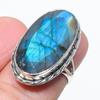 Натуральный драгоценный камень лабрадорит, ручная работа, серебряное ювелирное кольцо 925 пробы, размер 6 R4b14