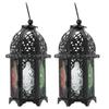 2Pcs Vintage Castle Candle Holder Black Retro Iron Metal Wedding Home Decorations