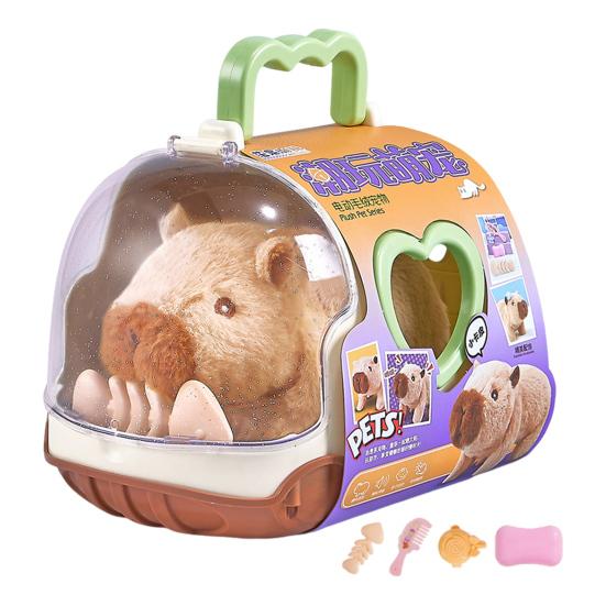 Electric Plush Capybara Toy Interactive Simulation Sound Walking Animal Toy Toddlers Boys Girls Educational Baby Tummy Time Crawling Animal Toy