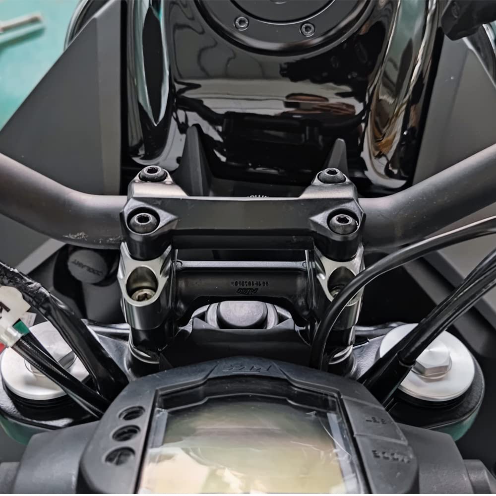LEDISHUN Handlebar Risers for KTM DUKE 18mm 38mm Up 125/200/250/390 (All Models) - Back, (Uses Handlebars) (Black)