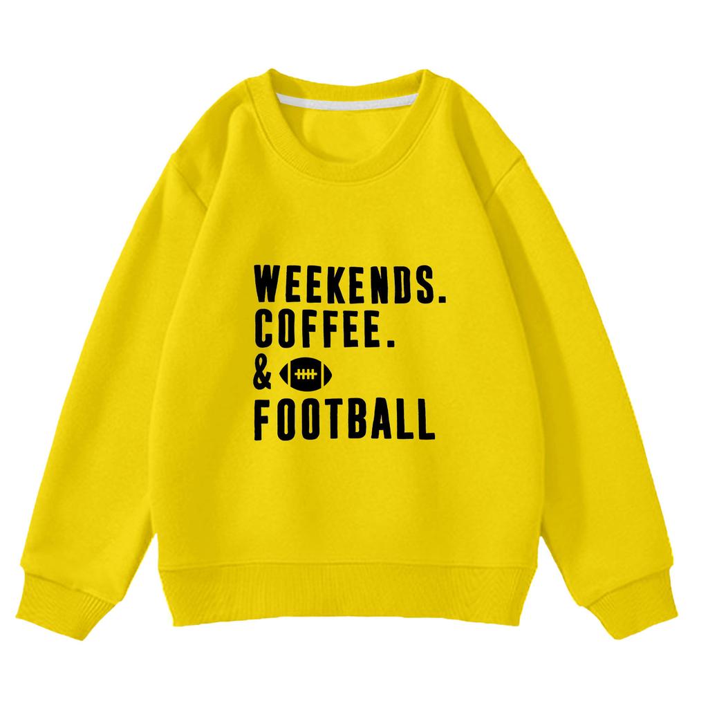 WEEKENDS.COFFEE. & FOOTBALL printed sweater autumn and winter men's and women's casual crew neck jumper