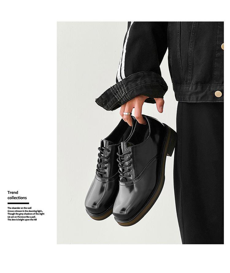 Мужские черные кожаные туфли с квадратным носком - Высококлассный британский стиль, Формальные, Толстая подошва, Увеличивающие рост, Низкие, Идеальны для поездок на работу или для жениха на свадьбе.