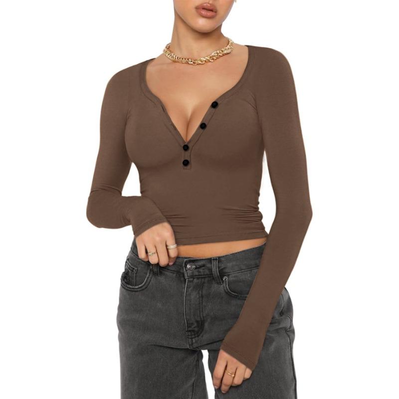 YYFS Женские модные повседневные весенне-осенние однотонные блузки и рубашки с v-образным вырезом и длинным рукавом с принтом